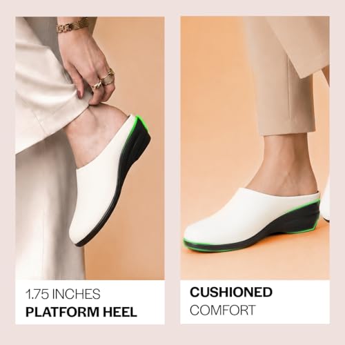 Image of FAUSTO Women Formal Back Open Platform Wedge Heel Slip‑On Mule Shoes | Stylish Office Footwear | Comfortable Fashion Shoes