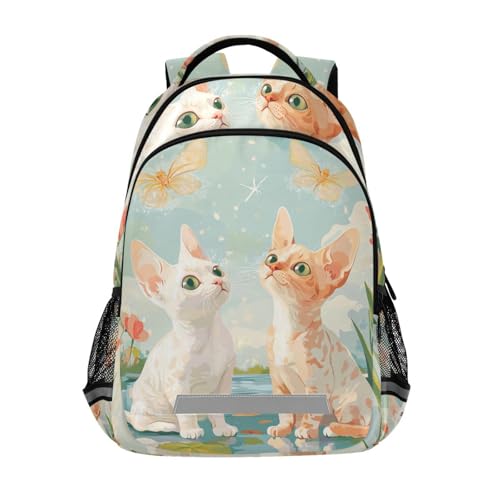 KLL Valentines Cartoon Devon Rex Cats A River Designed cute kid backpack with chest clip book bags for teen bolso escolar para adolecente