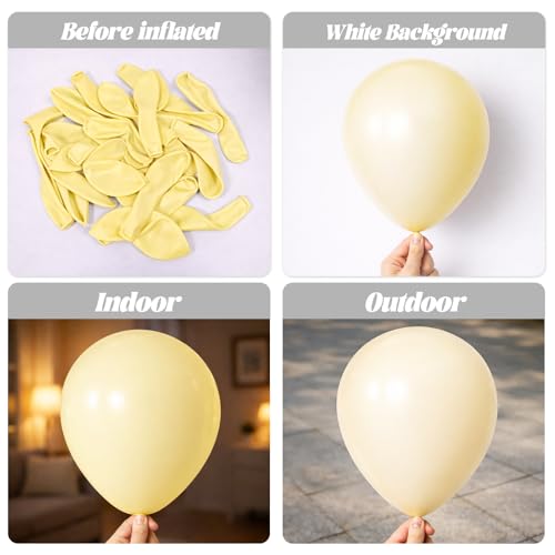 Image of Voircoloria 130pcs Pastel Yellow Balloons Different Sizes 18 inch 12 inch 10 inch 5 inch Light Yellow Latex Balloon Garland Arch Kit for Birthday Baby Shower Graduation Wedding Gender Reveal Party Decorations