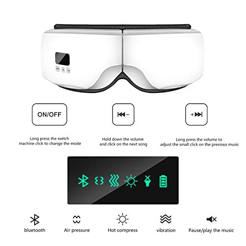 Oogmassageapparaat met warmteluchtdruk, Bluetooth visagetherapiemassageapparaat met muziekstress, trillingen, elektrisch… - Image 3