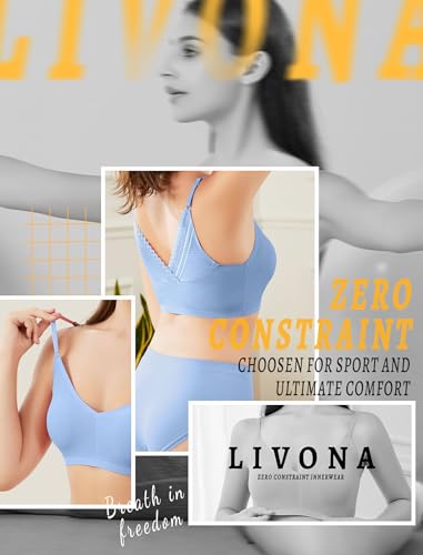 Image of Livona Lace Bralette for Women - Comfort Sports Bra Wireless Padded Bralette with Support Workout Tops Cami Crop S-XXL