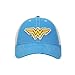 Bioworld Wonder Woman Logo Women's Blue Washed Distressed Cut Fabric Unstructured Baseball Cap