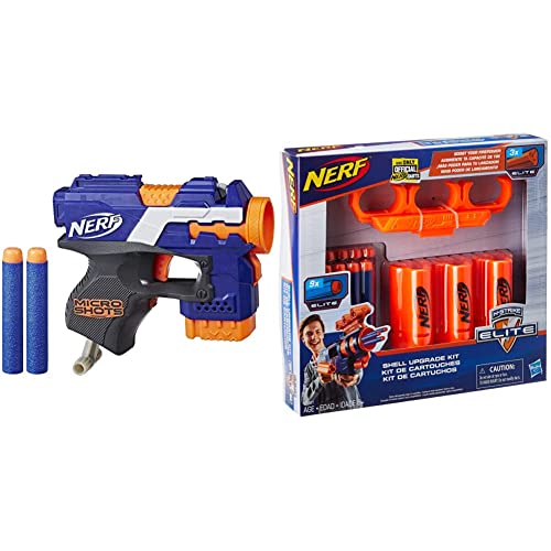 Image of Nerf Micro Shots N-Strike Elite Rough Cut 2x4 with Shell Upgrade Kit - Includes 3 Shells, 9 Official Elite Darts, Shell Holder, Ages 8 and Up