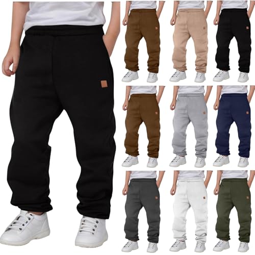Kids Straight Leg Casual Joggers Elastic Waist Sweatpants Loose Athletic Track Pants with Pockets for Boys 3-10 Years2