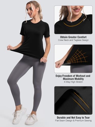 Image of Womens Long Sleeve Compression Shirts Sun Protection Workout Underscrubs | UPF 50+ breathable UV SPF rash guard, Moisture wicking dry fit cooling undershirt, Snug stretch tops for gym & daily wear