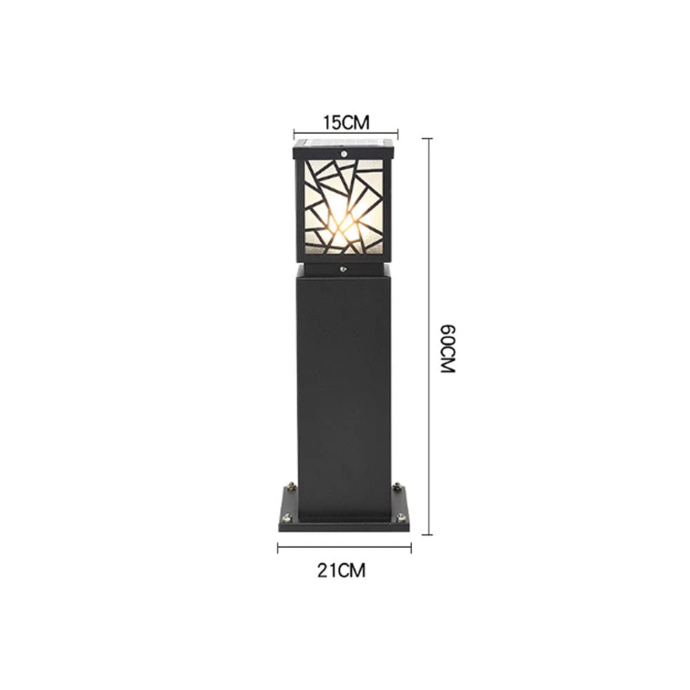Luces Solares De Seguridad Led para Exteriores, Luces Solares para Cercas, Farola De Jardín, Farola Solar Led/Impermeable, Iluminación Exterior, Farola Moderna para Pilar(15 * 21 * 60Cm)