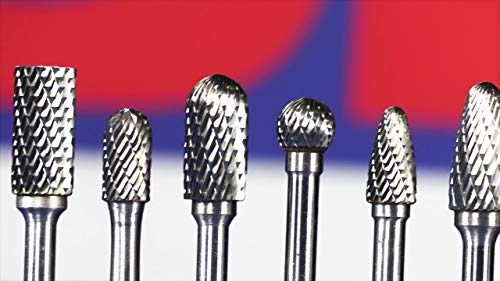 Image of Drill America SF-15 Carbide Burr /Rotary File Tree Radius End Double Cut for Die Grinder 3 /4 inch Dia. x 1-1 /2 inch Cut Length with 1 /4 inch Shank and 3-1 /4 inch Overall Length, DUL Series