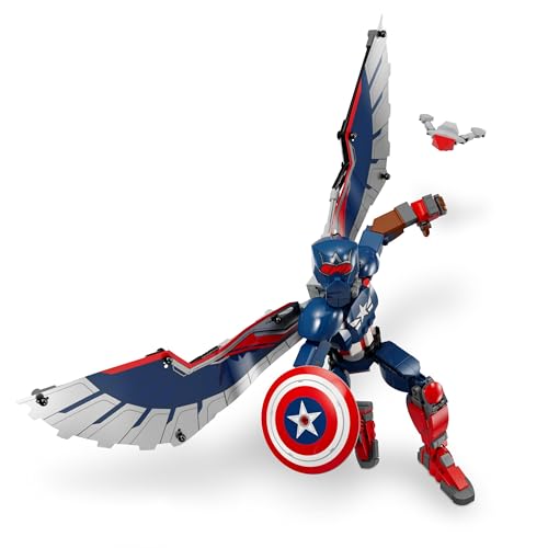 | Marvel Nuovo Personaggio Costruibile di Captain America, Action Figure Giocattolo, Supereroe Snodabile da Collezione con Scudo e Ali, Giochi per Bambini e Bambine da 8 Anni, Idea Regalo 76296 - Lego - Immagine 1