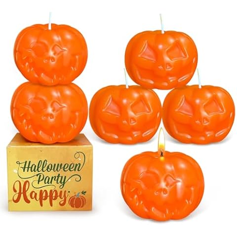 Pumpkin Shaped Candles Wax Set of 6 Thanksgiving Fall Candles Pumpkin Tealight Candles Home Decor Pumpkin Candle Handmade Wax Candle for Bedroom Bathroom Party Cover