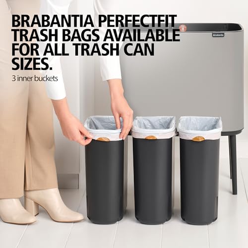 Image of Brabantia Bo Touch Bin Hi 7.9 Gallon /36L (Soft Gray), Compact Trash Can for Kitchen, Soft-Touch Garbage Can with Removable Inner Container and Raised Base