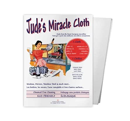 Jude's Miracle Cloth Paquete de 2 paños de limpieza de microfibra para ventanas, espejos, lentes de cristal para TV, computadora, encimeras, coches y barcos, sin productos químicos (2 blancos)