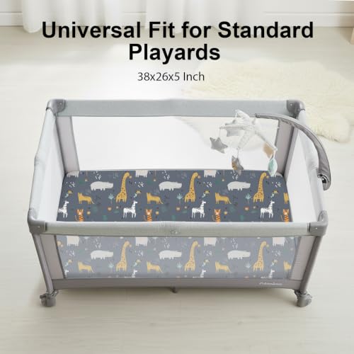 Image of Plushii 4PK Mini Crib Sheets,Pack and Play Sheet for Baby Boys,Fauna | 38 inchx 26 inchfor Mini Crib & Pack and Play Mattress,Soft Microfiber Sheet , Playpen Sheet Fitted