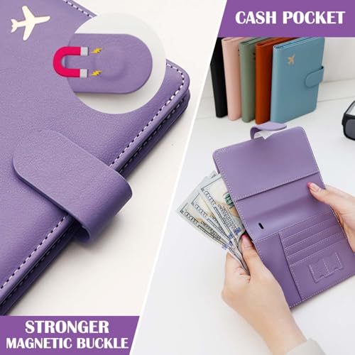 Image of Melsbrinna Premium Leather Passport Holder Covers Case, Waterproof Rfid Blocking Travel Wallet Passport Holder with Pen Holder, Cute Passport Book for Women /Men