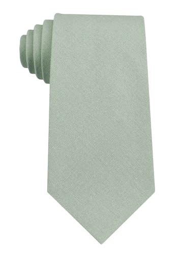 Entwineno Mens Regular Width Color Linen Neckties - Standard and Extra Long Tie (Dusty Sage Standard 58 inches)