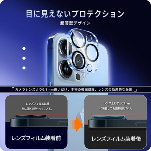 undefined 対応 iPhone 13 Pro / iPhone 13 Pro Max カメラフィルム 【3枚セット-国産旭硝子素材】 対応 apple iphone13 pro レンズフィルム アイフォン13 プロ カメラ保護 フィルム 指紋防止 アイフォン13 プロ マックス 強化ガラス いpほね13 pro max レンズ 保護カバー いpほね13 pro カメラカバー 全面保護 2眼レンズ保護 硬度9H 耐衝撃 キズ防止 露出オーバー防止 高透過率 防滴 防塵 貼り付け簡単 自動吸着 気泡ゼロ ラウンドエッジ加工 SENJT-3AP13P-1 の商品画像 5