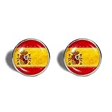 Spain Spanish Flag Cufflinks Cuff links Fashion Jewelry Men Symbol Cute Art Image Nation Country Cosplay