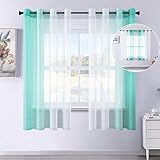  CUTEWIND Cortinas Degradado con Ojales Fabricadas en poliéster Cortinas Cortas 160 de Alto para habitación Infantil Sala de Estar Cortina de Gasa Blanco mar Azul 138x160cm Juego de 2 Unidades