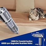Nettoyeur à vide de voiture portatif sans fil 22000Pa Forte aspiration cyclonique Blowing sans brosse moteur sans fil Portable Mini Aspirateur de voiture puissant rechargeable léger pour véhicule pour animaux de compagnie Hair Home Office Grey