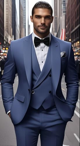 3 Piece Men's Double Breasted Suit Shawl Lapel One Button Tuxedo Suits for Men Classic Wedding Suit-Tailored Suit2