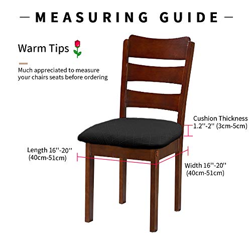 Gute Chair Seat Covers, Dining Room Chair Seat Covers with Ties, Stretch Jacquard Chair Covers Protectors for Dining Room Kitchen Chairs - Set of 4, Rhombic, Black