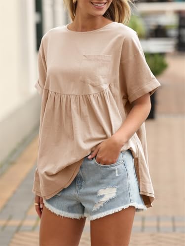 Image of Tankaneo Womens Summer Babydoll Tops Casual Loose Fit Peplum Oversized Tunic Shirts