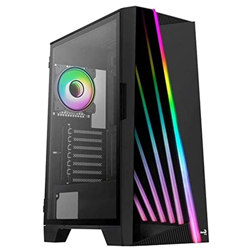 Aerocool Mirage ARGB ATX Mid Tower Case, LED Front, Tempered Glass Side Panel, 2x 12cm ARGB Fans, Black
