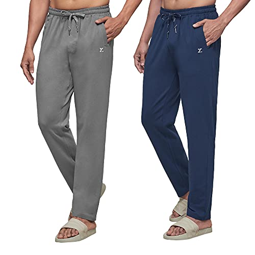 Image of XYXX Athleisure Men's Cotton Modal Track Pant | Antimicrobial Peach Finish | Solid Ace Regular Fit Casual Lounge Pant with Zipper Pocket