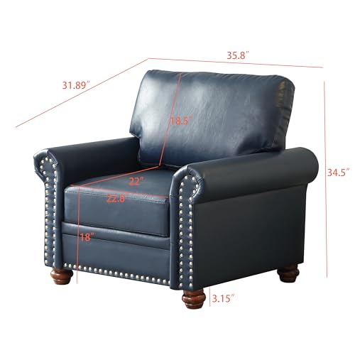 Sillón Clásico Plegable Azul miniatura 2