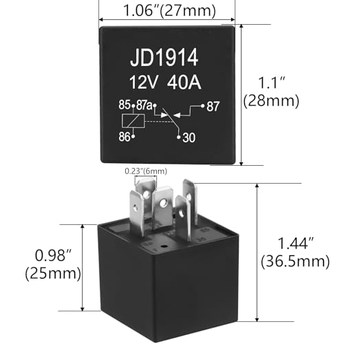 10 Pack JD1914 Relés de Coche, 12V 40/30A, 5 Pines SPDT, Interruptores Automotrices para Ventiladores Eléctricos y Arrancadores de Motor miniatura 6
