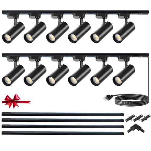 Bravsekai BS02 Track Lighting 12 Heads 3000K Warm White,Dimmable From 20%-100%, 30W Extra Bright Plug In Led Track Lighting Complete Kits cover