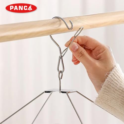 Image of PANCA 25 Clips Stainless Steel Cloth Drying Hanger | Square Clothes Drying Stand with Hooks for Baby Clothes, Undergarments & Small Laundry Items | Space-Saving Hanging Dryer Rack for Home