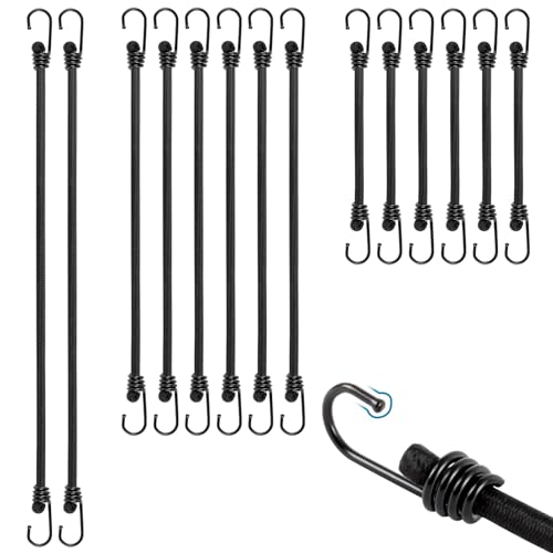 TaoTazon Bungee Cords With Hooks, 14 PCS Heavy Duty Bungee Cord, Universal Sizes Bungee Straps, Multi-Purpose Elastic Straps With Hooks for Outdoor Camping, Tarps, Tents or Trucks