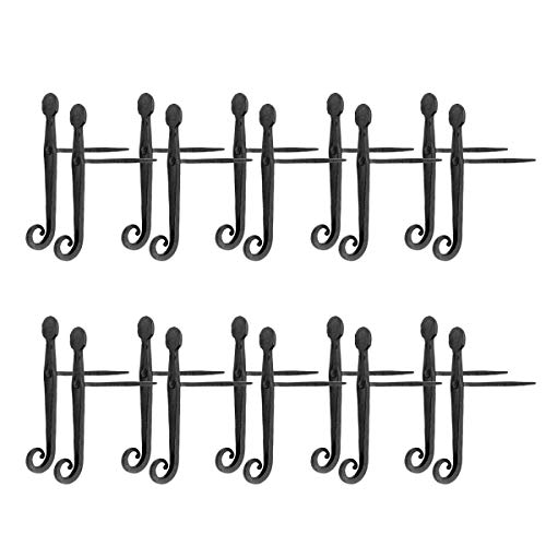 Renovators Supply Manufacturing Shutter Dogs 7 In. Rat Tail Shaped Black Wrought Iron Shutter Dogs With Mounting Hardware Pack Of 10