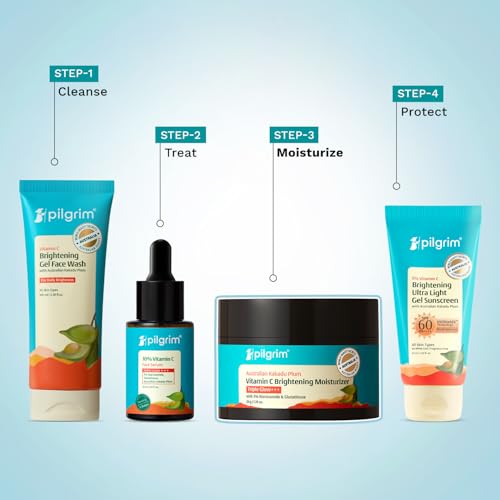 Image of Pilgrim Australian Kakadu Plum Vitamin C Face Moisturizer with Niacinamide for Glowing Skin | Triple Glow Brightening Cream | Hydrating Gel for Dark Spots & Pigmentation Removal | For All Skin - 50 g