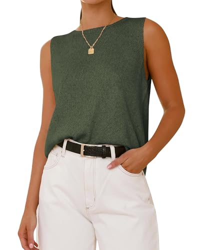 BTFBM Women's Sleeveless Sweater Vest 2025 Summer Crew Neck Ribbed Knit Lightweight Pullover Casual Loose Fit Tank Tops