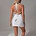 Knitted Halter Hollow Out Cover Up Dress Sunmmer Sexy Bandage Cutout Dress V-Neck Crochet Beach Dress (Medium,White)
