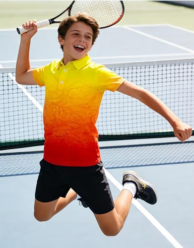 westwolf Boys Hawaiian Polo Shirt Golf Clothes Orange Gradient 7-8 Years - image 5