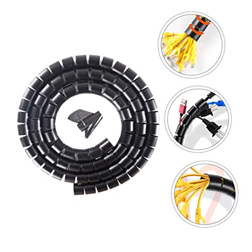 Funda en espiral para cables HOMSFOU organizadora, negra, duradera y resistente para hogar y oficina miniatura 6