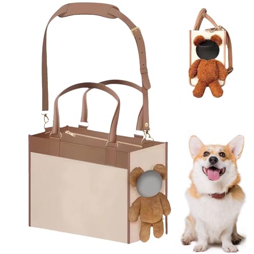 Pet Bag Carrier Small Dog Bag Carrier Fashionable PU Leather Dog Purse Convenient Pet Tote for Puppy Pet Handbag for Small Sized Dogs Cats for Going Out and Travel (Large)