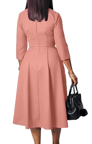Image of Wear to Work Midi Dress for Women Business Casual A-line Dress Elegance Church Outfits