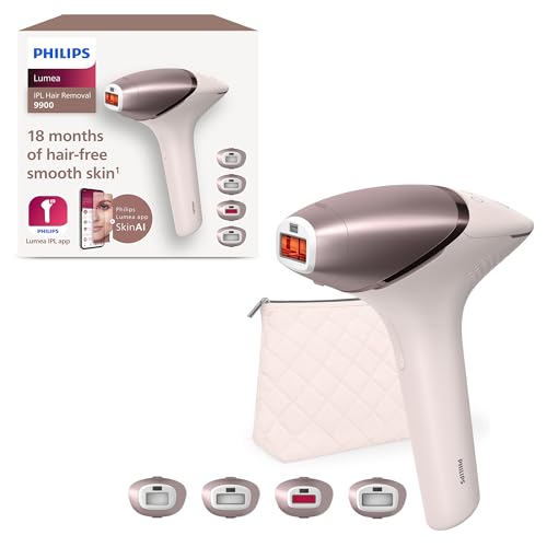 Philips Lumea Serie 9900, depiladora IPL con Inteligencia Artificial, tratamiento personalizado, 4 accesorios para el cuerpo, la cara, la zona del bikini y las axilas, con cable y sin cable, BRI951/00