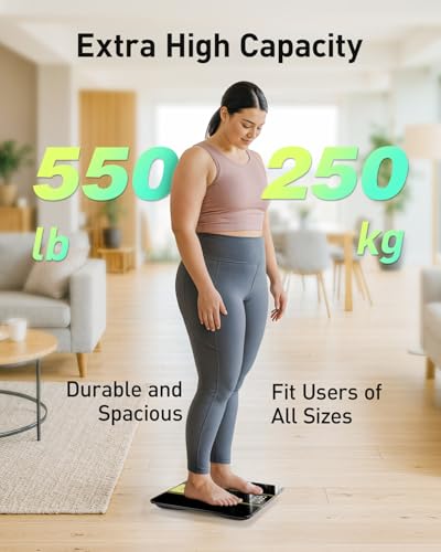 Image of RunStar 14-Inch Scale for Body Weight 550lbs, Extra Wide Platform Digital Bathroom Scale Highly Accurate, Large LED Display, Baby /Pet Mode, 8mm Tempered Glass for Heavy People