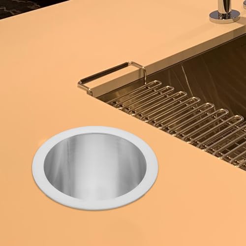 Image of STOBAZA 4.92 Inch Stainless Steel Drop-in Trash Chute Grommet Round Built-in Countertop Garbage Trough Kitchen Waste Disposal Insert Space-Saving