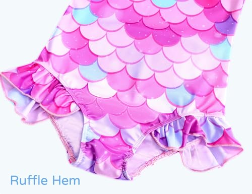 Image of Snowheart Girls Bathing Suit Toddler Swimsuit Girl Hawaiian Floral Ruffle One-Piece Breathable Swimwear 4-10T