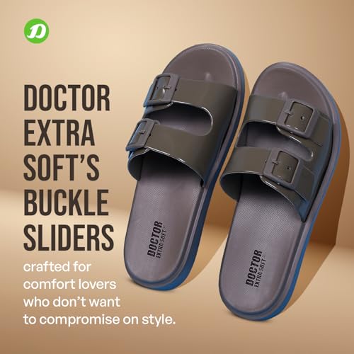 Image of DOCTOR EXTRA SOFT Women's Classic Cushion Sliders /Slippers with Adjustable Buckle Strap for Adult | Comfortable & LightWeight| Stylish & Anti-Skid|Waterproof & Everyday Flip Flops Ladies /Girls New-523