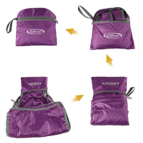 Image of G4Free 20L Small Packable Travel Hiking Backpack for Men Women | Lightweight Foldable Waterproof Daypack for Outdoor, Purple