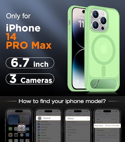 Image of Magnetic Compatible with iPhone 14 Pro Max Case, [Built-in Invisible Kickstand][Compatible with MagSafe] [Military Grade Shockproof] Slim Translucent Matte Phone Case for iPhone 14 Pro Max 6.7 inch