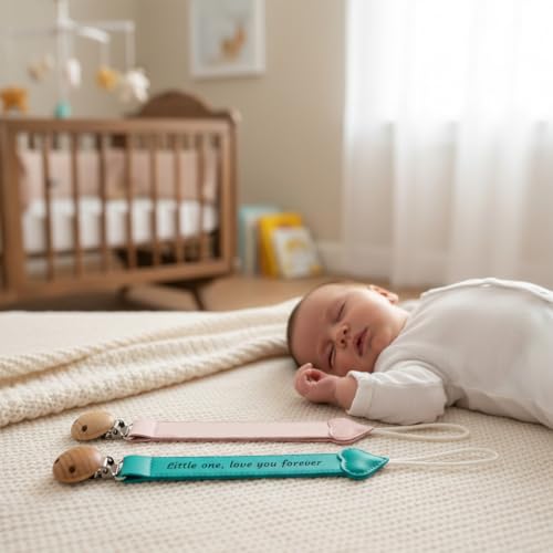 Image of Personalized Pacifier Clips with Name Custom Silicone Beaded Chain Pacifier Holder Stroller Gifts for Baby Boys Girls