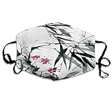 Comfortable Printed mask, Natural Sacred Bamboo Stems Cherry Blossom Japanese Inspired Folk Print,Windproof Facial decorations for man and woman