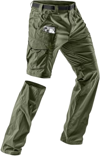 Image of CQR Men's Convertible Cargo Tactical Pants, Water Resistant Outdoor Hiking Pants, Zip Off Lightweight Stretch Work Pants